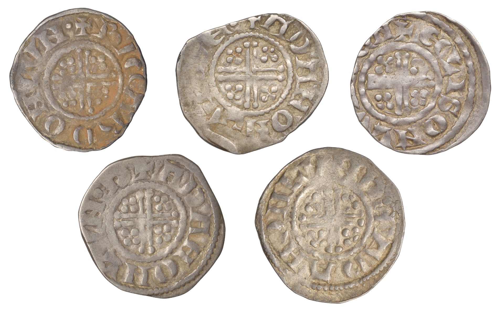 Henry III (1216-1272), Pennies (5), all London, class VIIb4, Adam (3), adam on lvnden, 1.40g... - Image 2 of 2