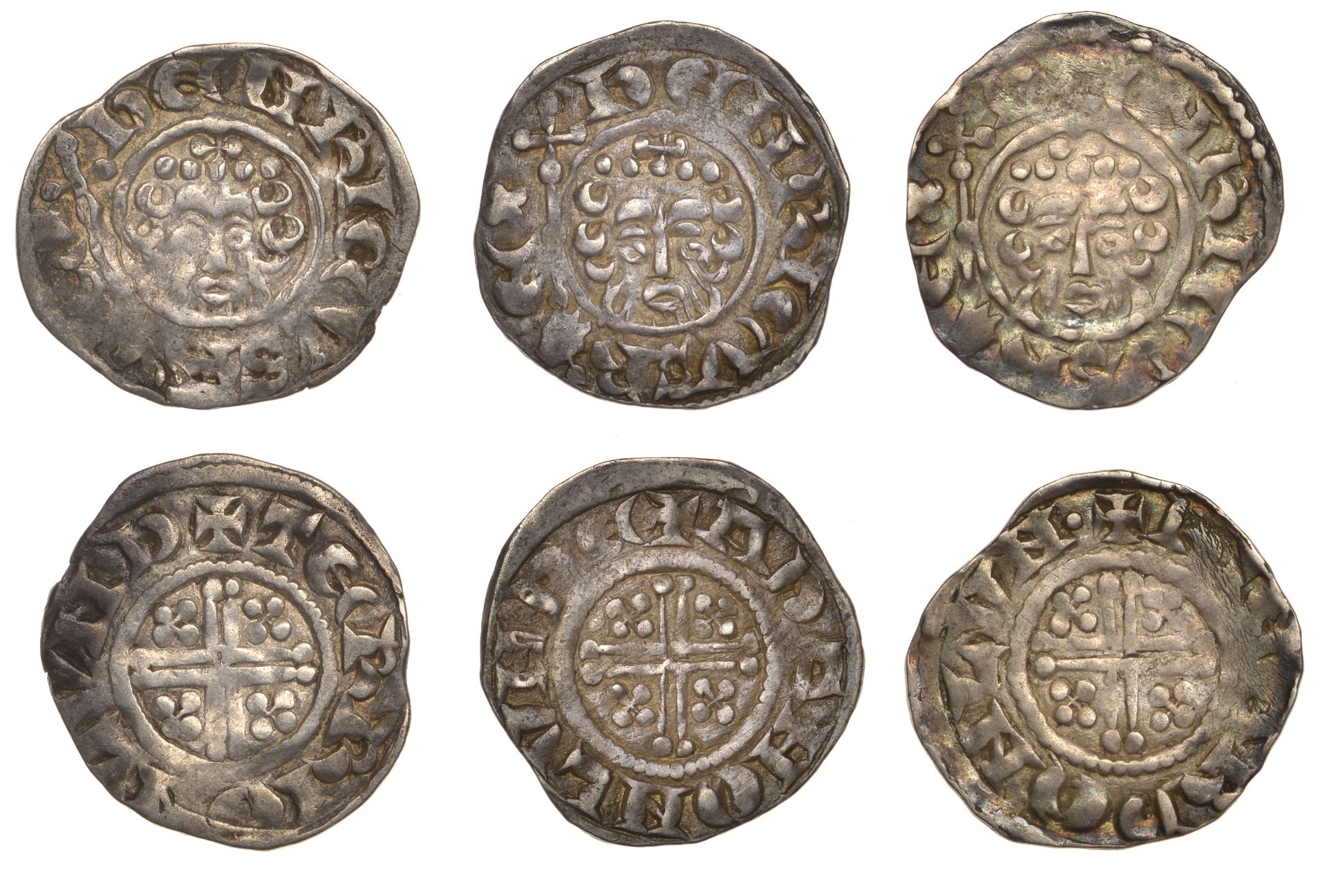 Henry III (1216-1272), Pennies (3), all London, class VIIb1, Terri, terri on lvnd, 1.39g/10h...