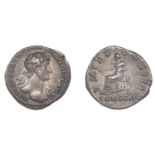 Roman Imperial Coinage, Hadrian, Denarius, 119-23, laureate bust right, drapery on far shoul...