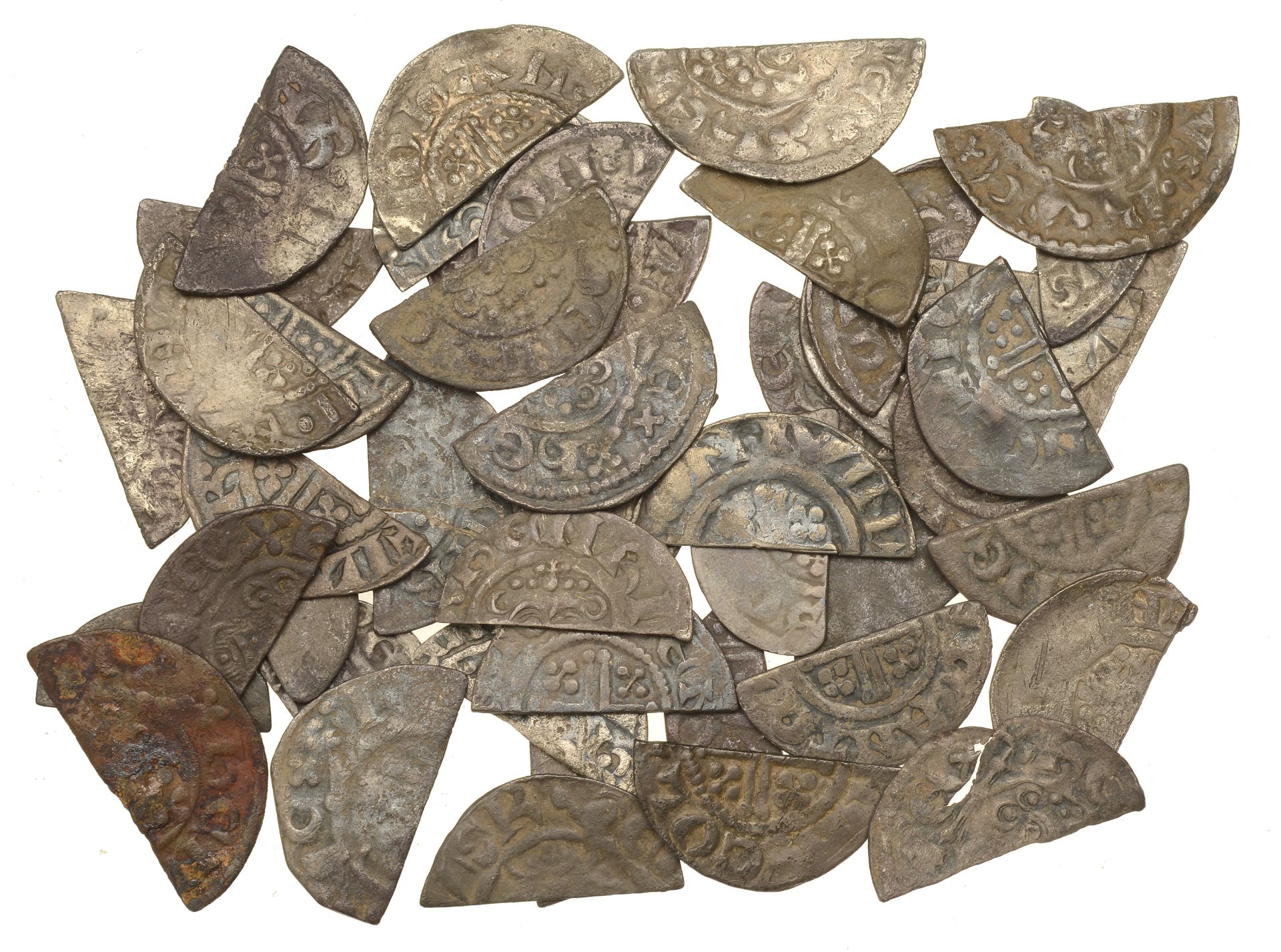 Miscellaneous, Henry II to Henry III, Short Cross cut Halfpence (46), mints include Bury St...