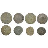 Miscellaneous, Assorted jetons (8), 14th-16th century, including sterling head, rev. cross a...