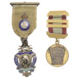 Royal Masonic Institution for Boys, 1902, a silver and enamel badge by Spencer, London, 52 x...