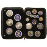 George III to Victoria, enamelled coins (19), comprising Crowns (6), Halfcrowns (5), Shillin...