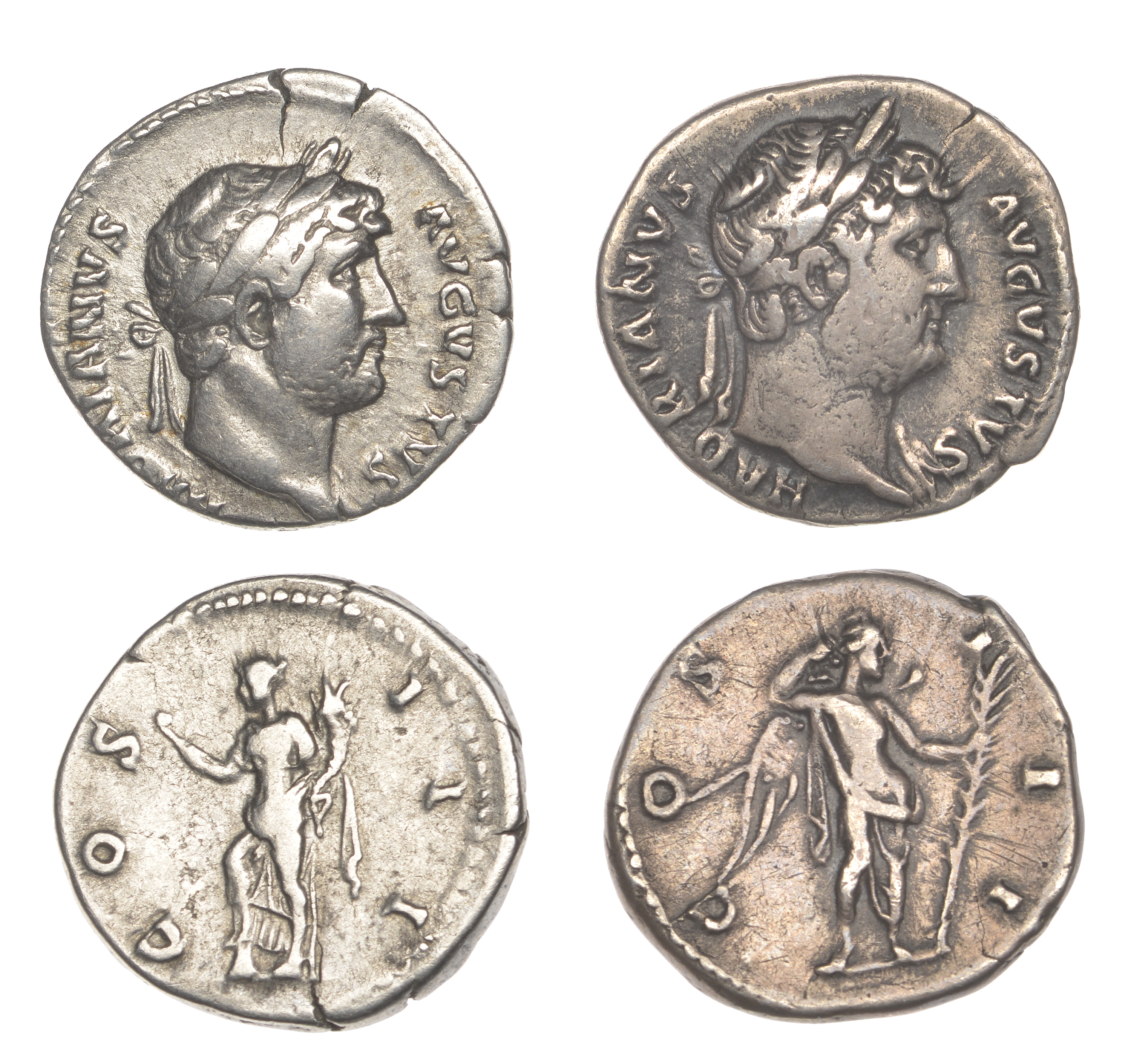 Roman Imperial Coinage, Hadrian, Denarii (2), both 126-7, revs. Annona (or Abundantia) stand...