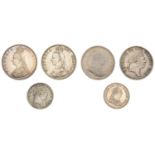 George III, Three Shillings (2), 1811, 1813 (S 3769-70); Eighteen Pence (2), 1811, 1815 (S 3...