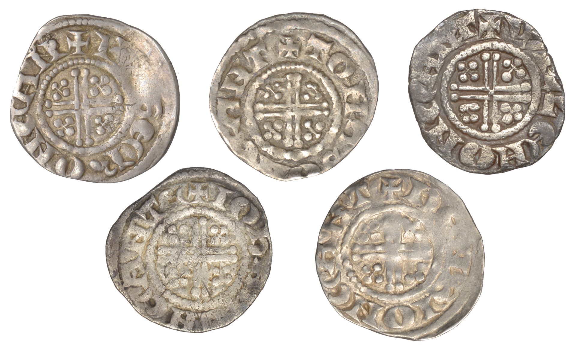 Henry III (1216-1272), Pennies (5), all class VIIb3, Canterbury, Henri, henri on cant, 1.38g... - Image 2 of 2