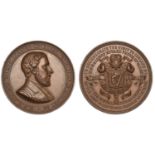 Visit to Ireland, 1868, a copper medal by F.H. Mares, bust right, rev. Irish harp on shield...