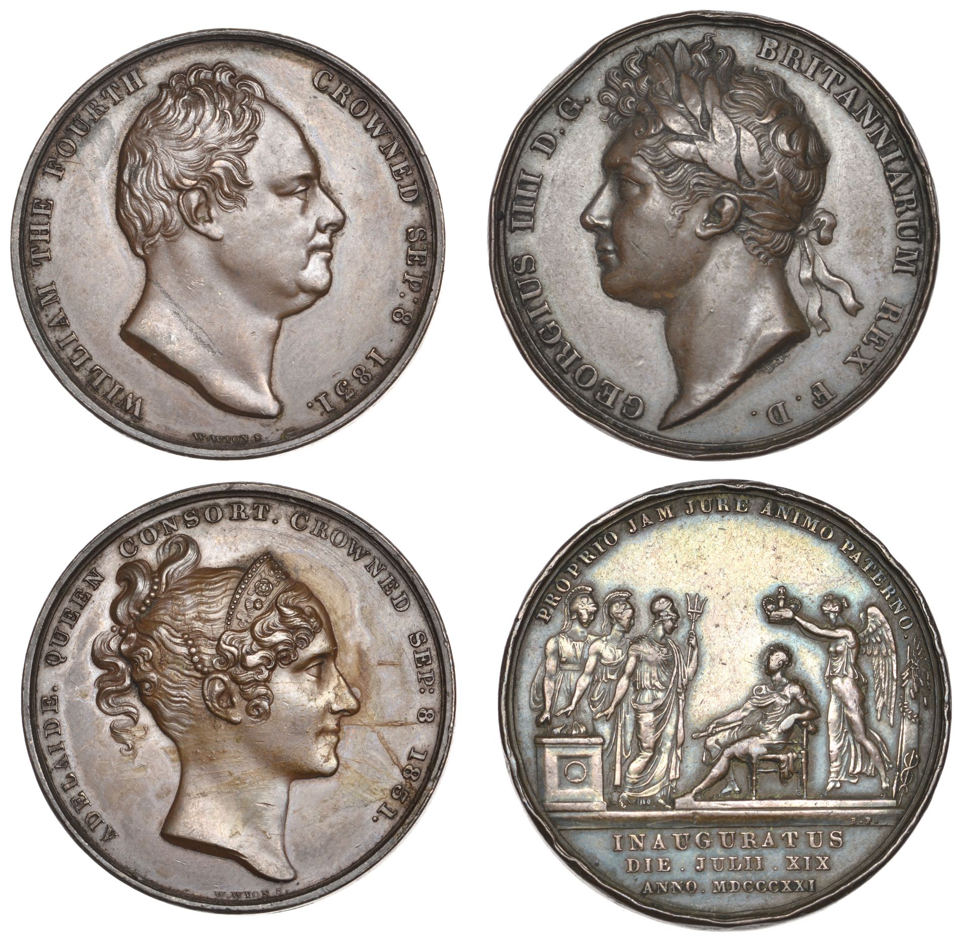 George IV, Coronation, 1821, a copper medal by B. Pistrucci, 35mm (BHM 1070; E 1146a); Willi...