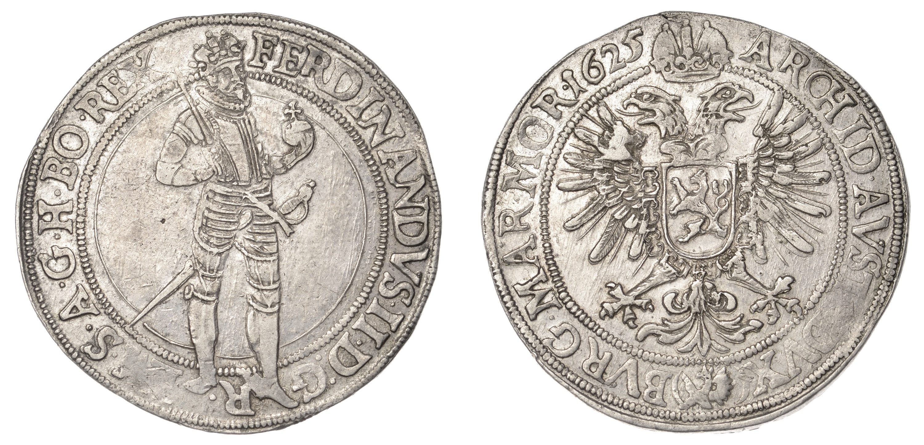 Austria, Ferdinand II, Thaler, 1625, Prague, 29.12g/1h (Voglhuber 149; Dav. 3136). Lightly c...