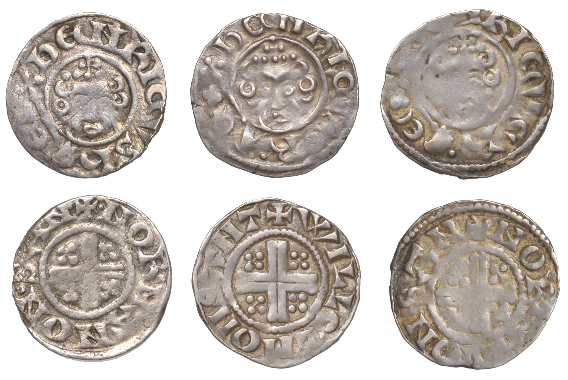 Henry III (1216-1272), Pennies (3), all class VIIa3, Bury St Edmunds, Norman (2), norman on...