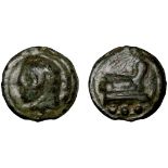 Roman Republican Coinage, Anonymous, Quadrans, 225-217, head of Hercules right in lion-skin,...