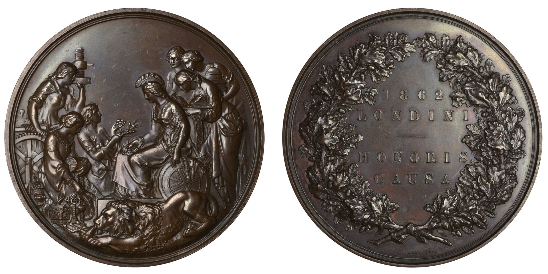International Exhibition, South Kensington, 1862, Prize Medal, a copper award by L.C. Wyon [...