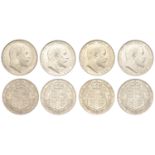 Edward VII, Halfcrowns (4), 1906, 1908, 1909 (2) (S 3980) [4]. Second good fine, others very...