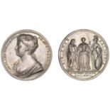 Queen Caroline, Coronation, 1727, a silver medal by J. Croker, bust left, rev. Queen standin...