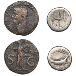 Roman Imperatorial Coinage, Mark Antony, Denarius, Patrae?, 32-1, galley right, rev. leg xv,...
