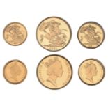 Elizabeth II (1952- ), Proof set, 1991, comprising Two Pounds to Half-Sovereign (PGS 15)...
