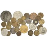 Miscellaneous British medals, medalets, gaming counters, etc, in silver (2), base metal (28)...