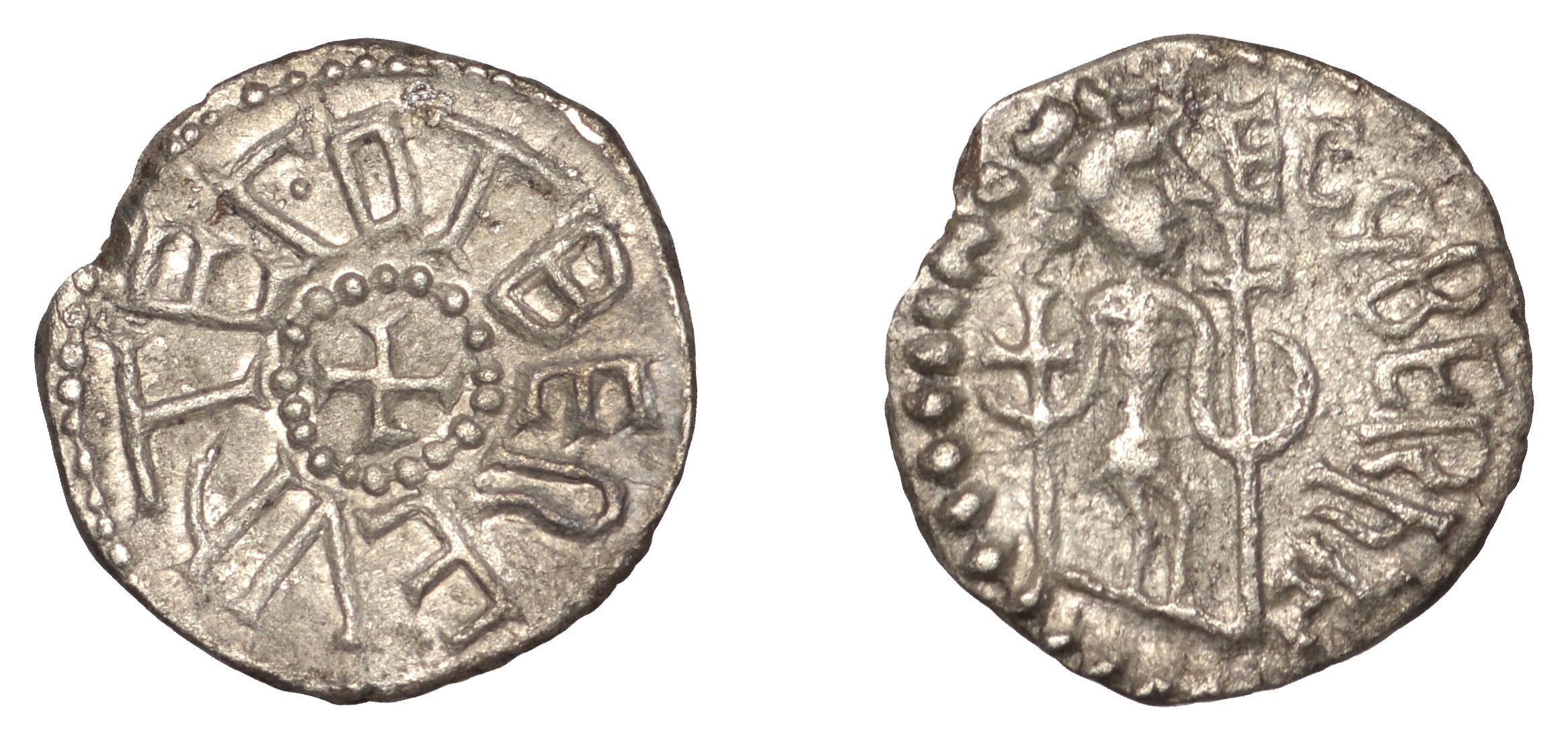 Kings of Northumbria, Eadberht with Archbishop Ecgberht, silver Sceat, type III, otberevhter...