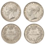 Victoria, Shillings (2), both 1867, dies 1, 3 (ESC 3030; S 3905) [2]. Nearly extremely fine...