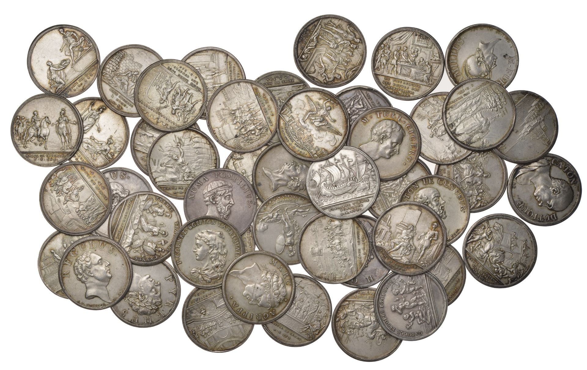 History of the Roman Republic, silver medals (54) by J. Dassier & Sons [struck c. 1748], com...