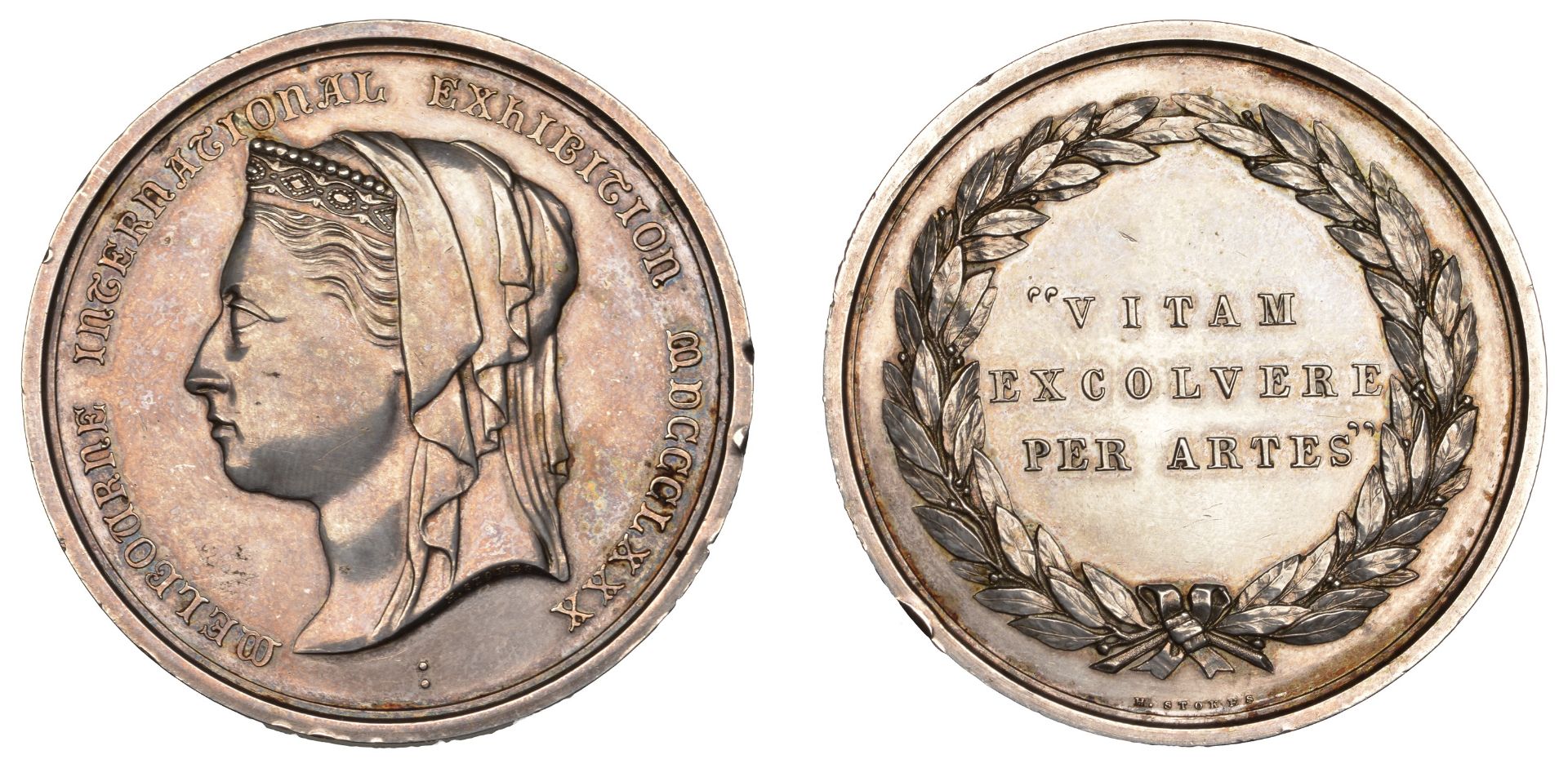AUSTRALIA, International Exhibition, Melbourne, 1880, a silver award medal by H. Stokes, cor...