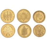 Austria, Franz Joseph I, 10 Corona, 1905 (KM. 2805; F 506); Republic, 25 Schilling, 1929 (KM...