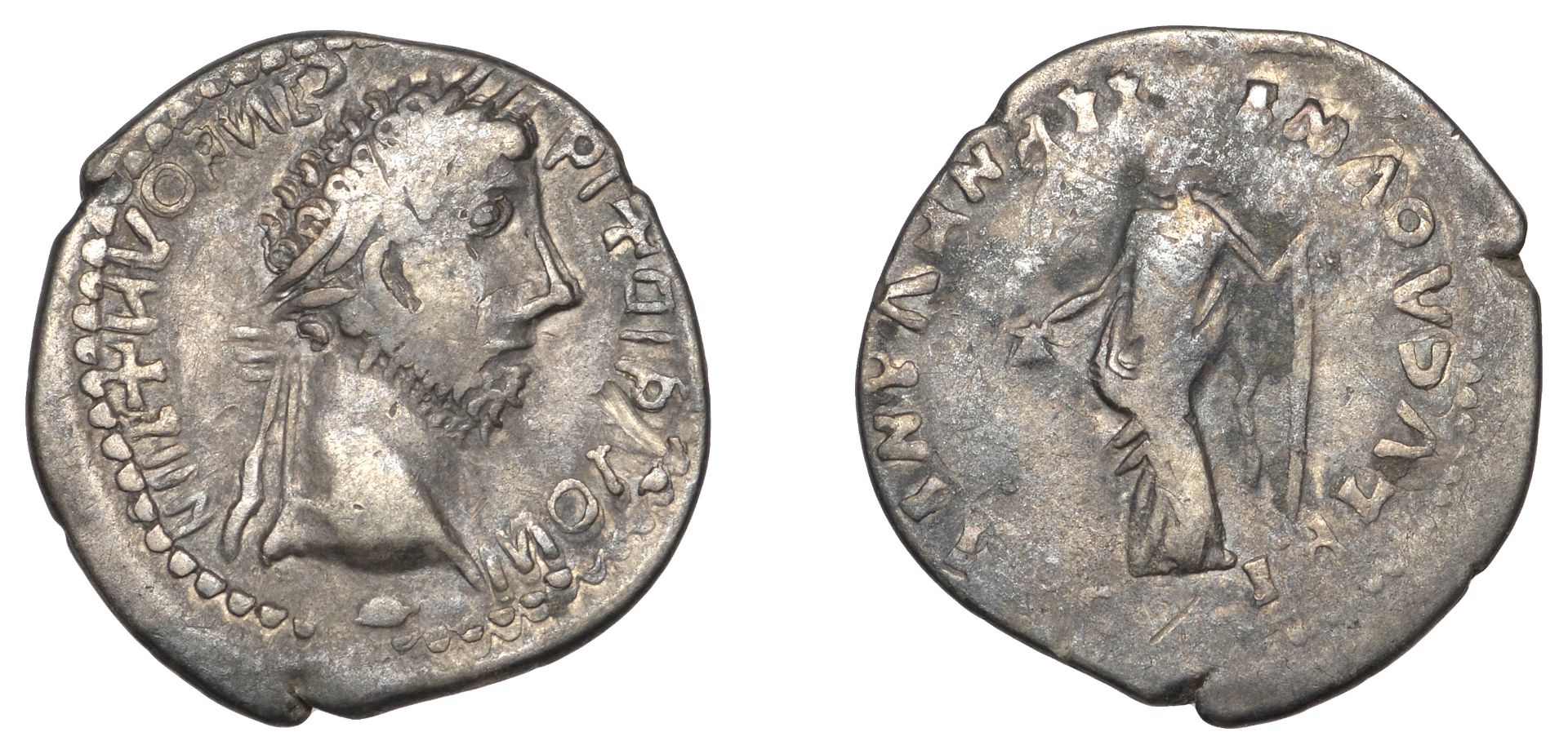 Roman Imperial Coinage, Commodus, Denarius, anonymous barbarous imitation, niii+nvofnp pi+oi...