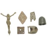 Antiquities, 12th-16th century, bronze artefacts (6), including Corpus Christi, 60mm x 42mm;...