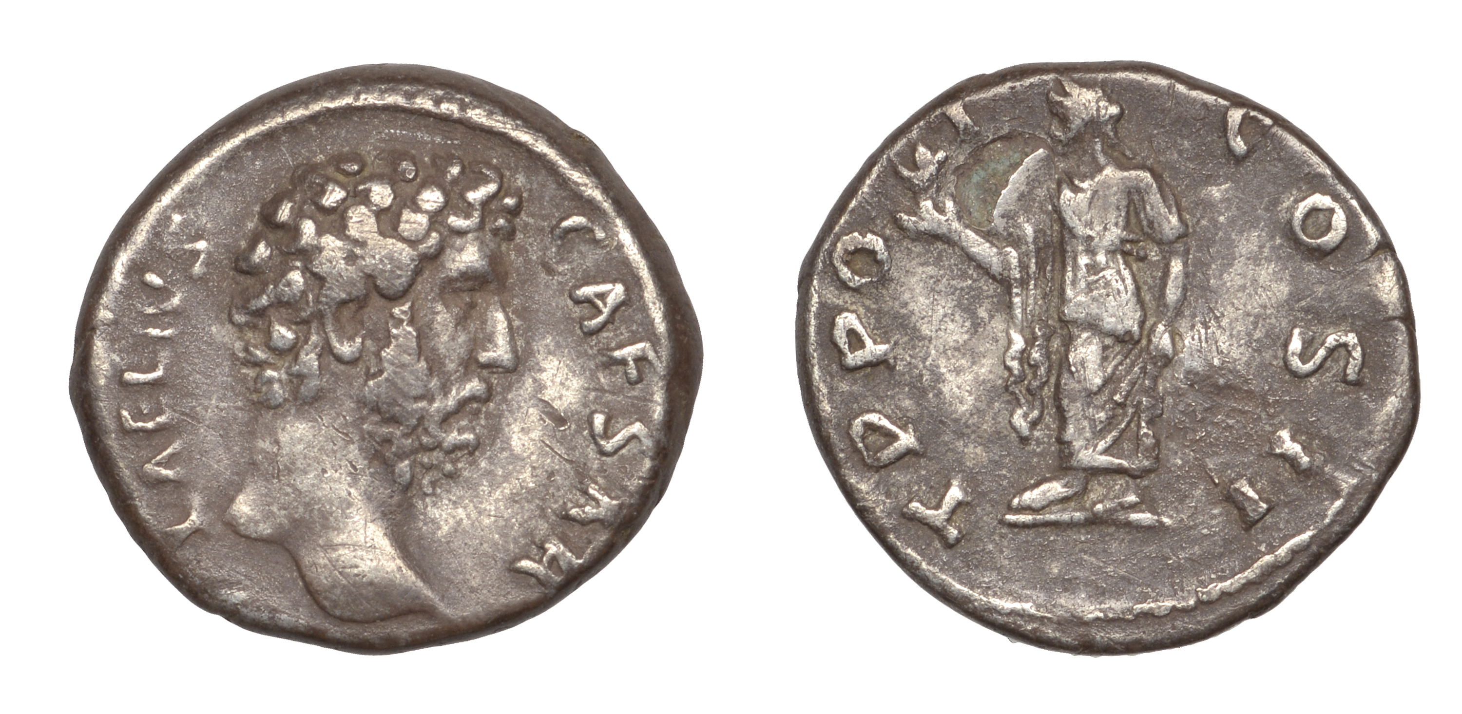 Roman Imperial Coinage, Ã†lius CÃ¦sar, Denarius, Rome, 137, bust right, rev. Spes advancing le...
