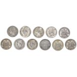 France, Louis XVIII, 5 Francs, 1823q (Gad. 614); Charles X, 5 Francs (3), 1827l, 1827w, 1830...