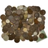 Assorted coins, mostly British, in silver (25), base metal (184) [209]. Varied state Â£100-Â£...