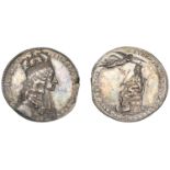 Charles II, Coronation, 1661, a silver medal by T. Simon, crowned bust right, rev. King enth...