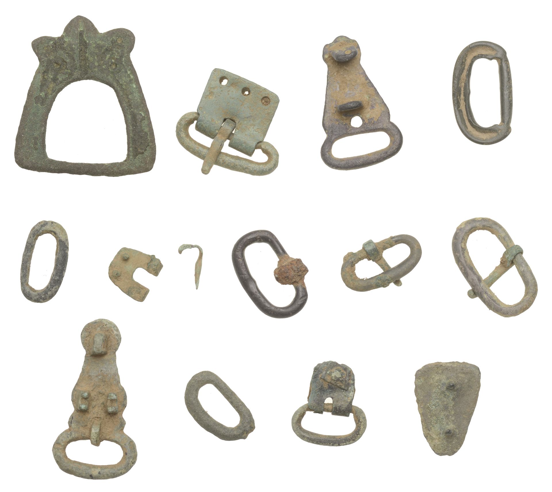 Antiquities, Anglo-Saxon, bronze buckles (11), 6th-7th century, oval loops, two with integra...