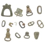 Antiquities, Anglo-Saxon, bronze buckles (11), 6th-7th century, oval loops, two with integra...