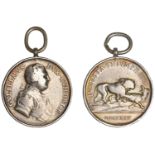 The Rebels Retreat to Scotland, 1745, a silver medal by T. Pingo, armoured bust of the Duke...