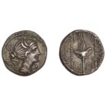 Roman Republican Coinage, C. Valerius Flaccus, Denarius, c. 82, Massalia, draped bust of Vic...