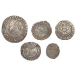 Henry VI, Rosette-Mascle issue, Halfpenny, London, 0.43g/7h (S 1870); Elizabeth I, Second is...