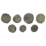 Scotland, Base metal coins (7), Francis and Mary to James VI, various denominations, some co...