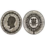 Visit to India, 1875-6, a white metal medal by Phillips Brothers, bare head left within wrea...