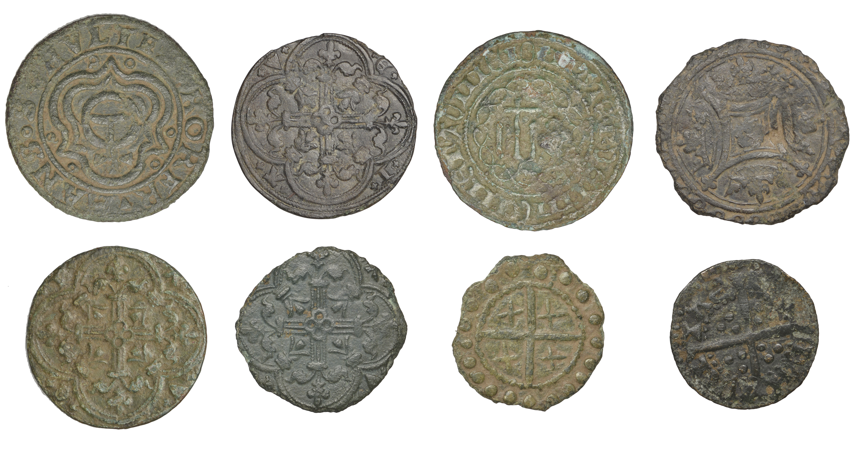 Miscellaneous, Assorted jetons (8), 14th-16th century, including sterling head, rev. cross a... - Image 2 of 2