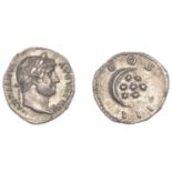 Roman Imperial Coinage, Hadrian, Denarius, 126-7, laureate bust right, rev. crescent moon an...