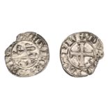 Anglo-Gallic, Edward II (1307-25), Denier au leopard, mb and trefoil below leopard, rev. cro...