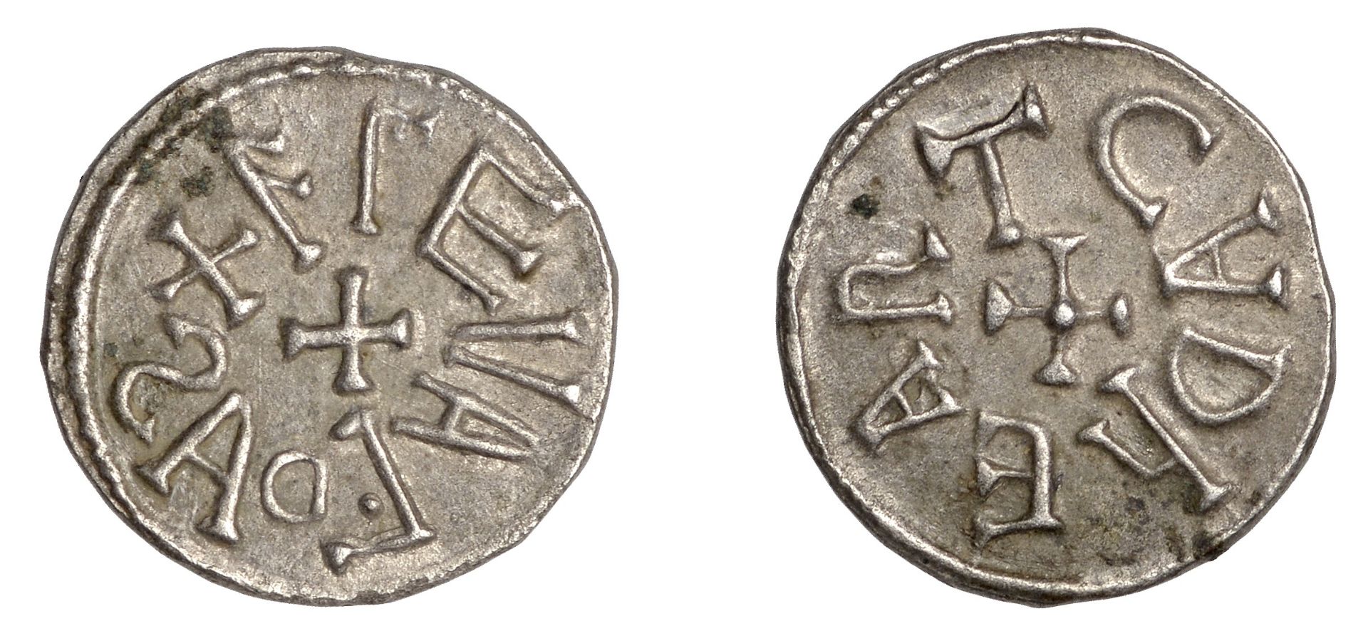 Kings of Northumbria, Ã†lfwald II (806-808), base Sceatta or Styca, series Y, Cudheart, + fÎ³e...