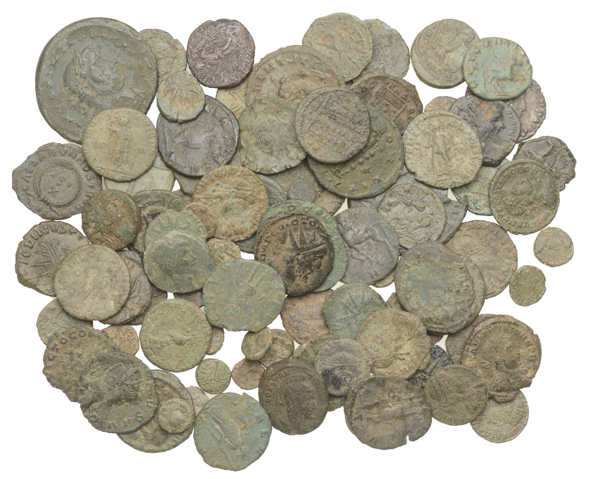 Roman Coins, Roman bronze coins (91), all 3rd-4th century [91]. Varied state Â£100-Â£150