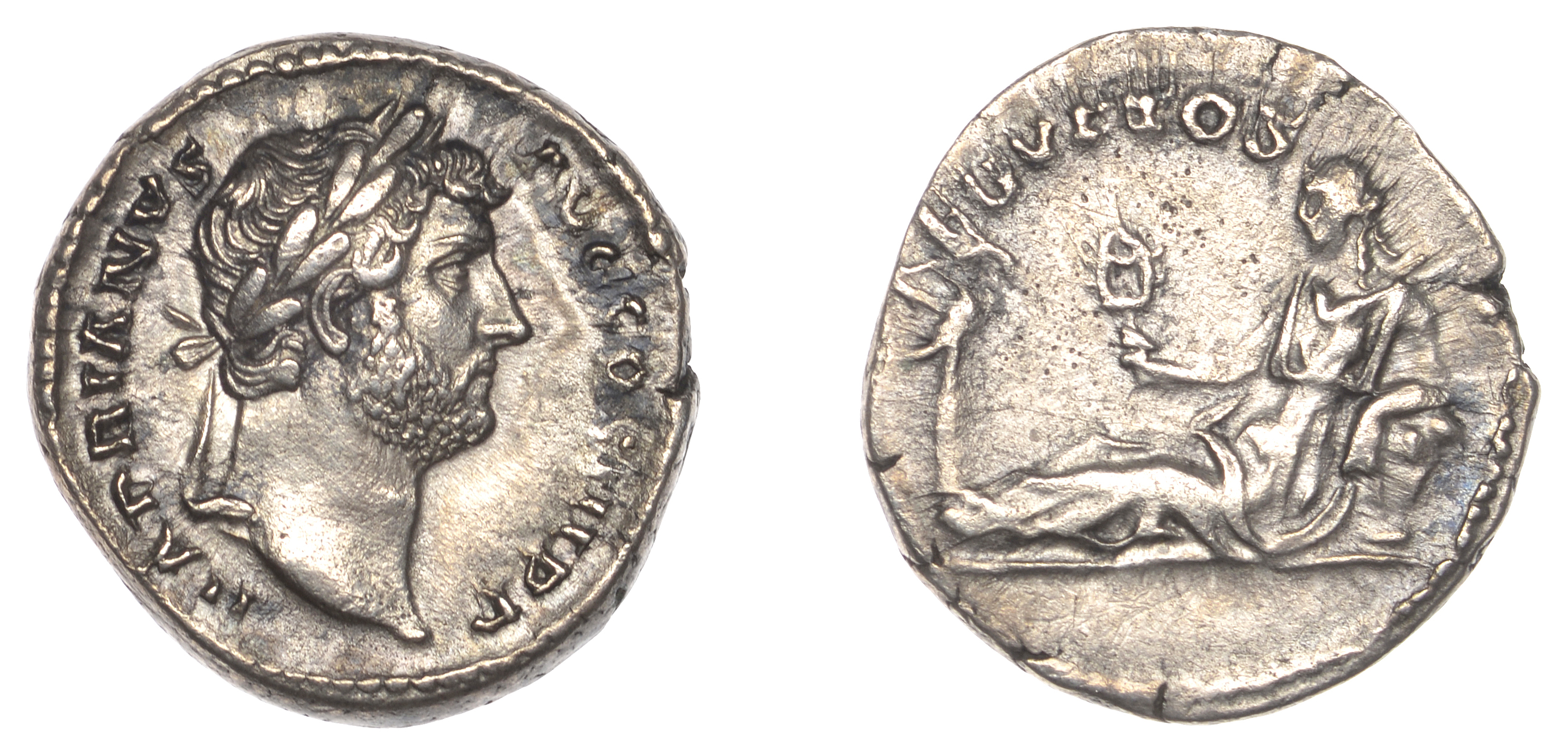 Roman Imperial Coinage, Hadrian, Denarius, 130-3, laureate bust right, rev. Ã†gyptos reclinin...