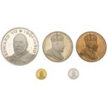 Edward VII, a gold medal by M. Rizzello, facing bust, rev. crowned arms within garter, 14mm,...