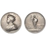 Peace of Utrecht, 1713, a silver medal by J. Croker, laureate bust of Anne left, rev. Anne s...