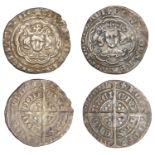 Edward III (1327-1377), Pre-Treaty period, Halfgroats (2), series C, London, mm. cross 1, 2....