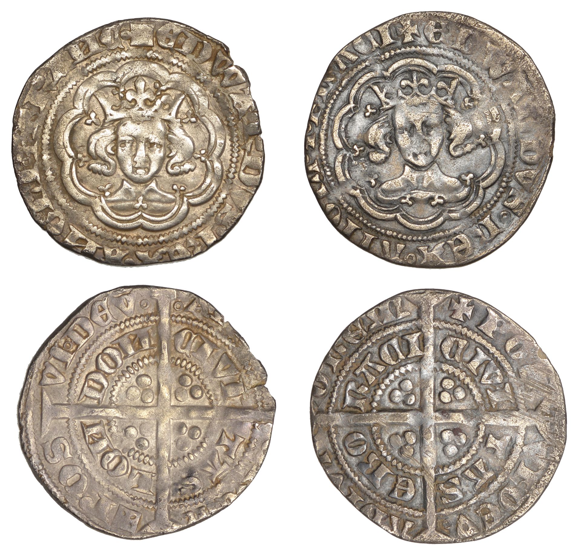 Edward III (1327-1377), Pre-Treaty period, Halfgroats (2), series C, London, mm. cross 1, 2....