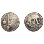 Roman Imperatorial Coinage, Julius CÃ¦sar, Denarius, mobile military mint, 49, elephant walki...